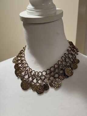 Gold-Tone Statement Disc Choker Necklace & Bracelet